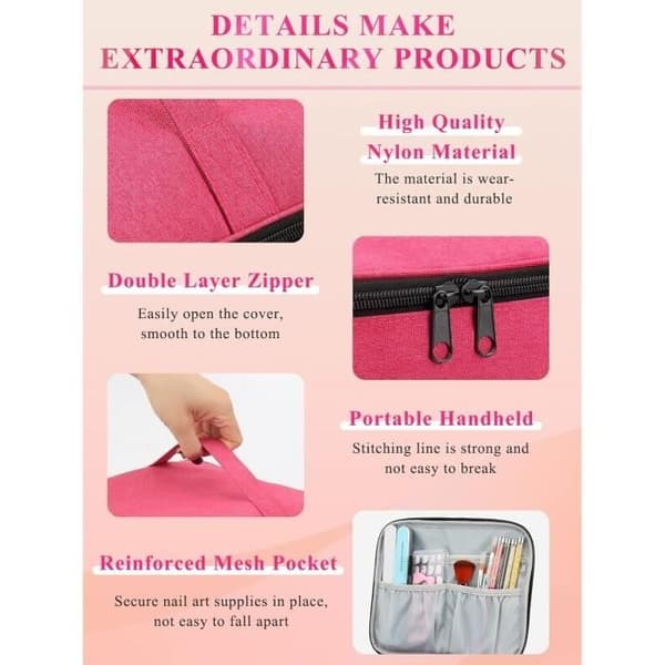 Makeup Kit - Uspecificeret - Dobbelt Lag - Pink - Nylon - 30 Flasker Neglelak