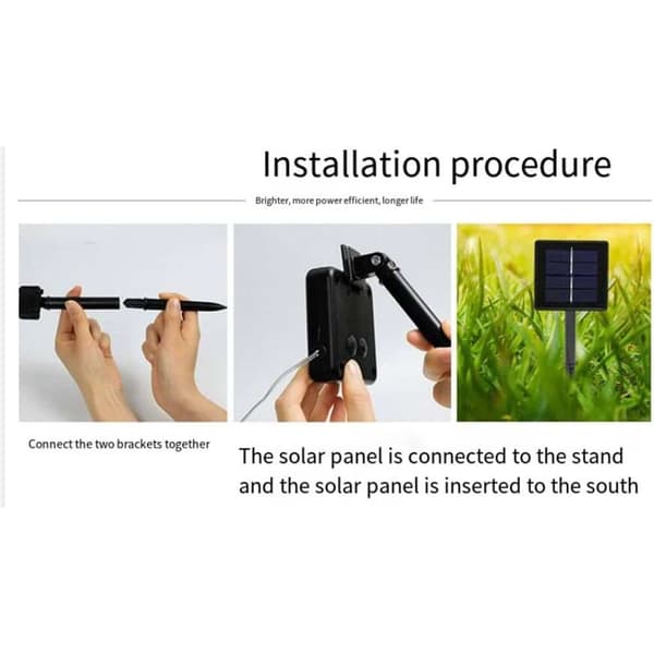 Lyskjede med 30 kuler - lades via solcellepanel for lading