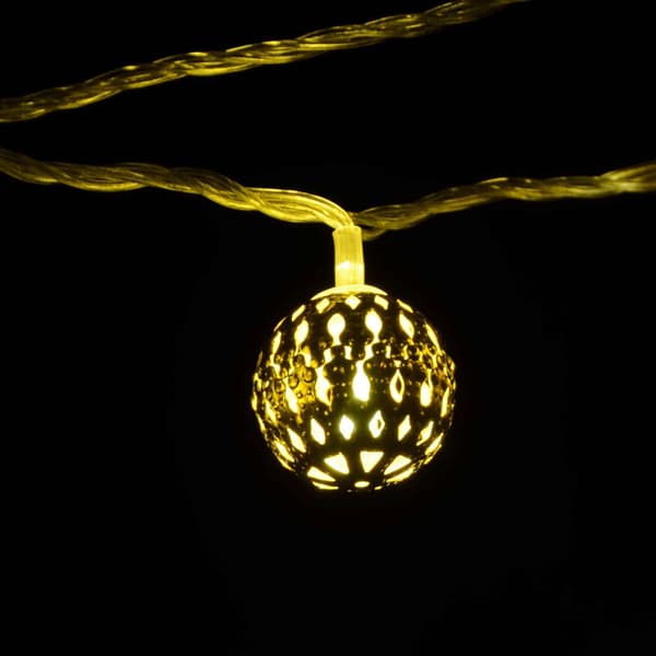 LED light chain with gold balls, 3 meters