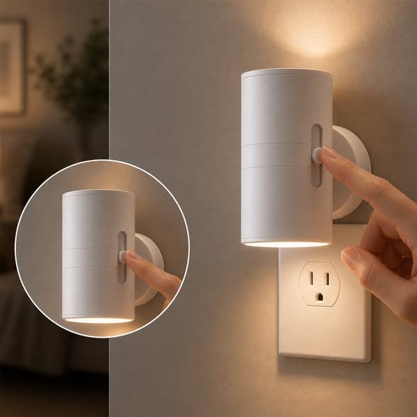 LED natlampe hvid eller sort - med sensor og justerbar lysstyrke