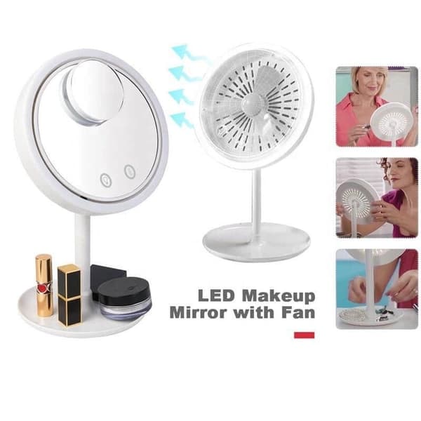 Sminkspegel med LED-ljus och fläkt