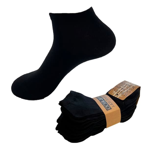 Bamboo Ankle Socks 10 Pairs (Black)