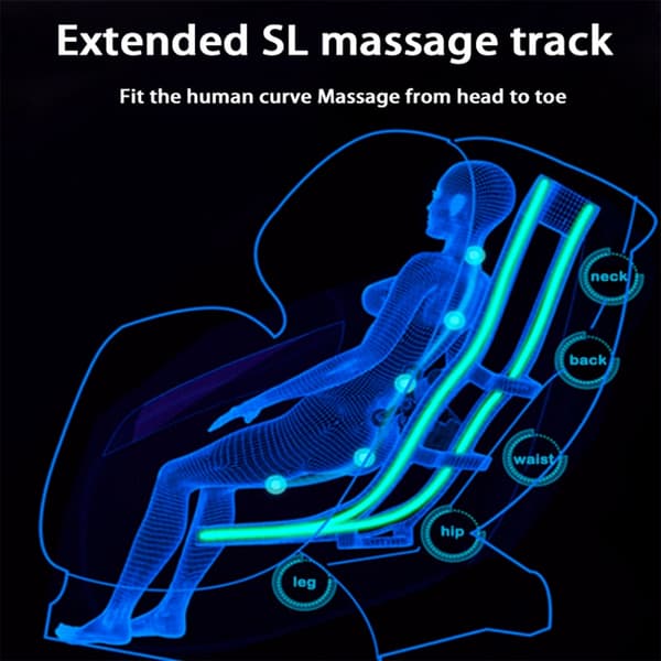 Lyxig 4D-massagestol med SL-teknik, lufttrycksmassage, värmeterapi och stor pekskärm