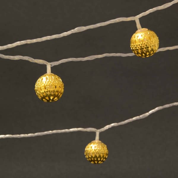 LED light chain with gold balls, 3 meters