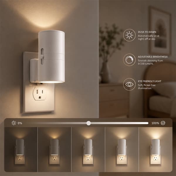 LED-nattlampe med sensor og justerbar lysstyrke