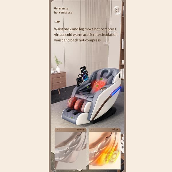 Massagestol 4D Pro+ Vit med Värmeterapi och Röststyrning – Modell M9 Vit