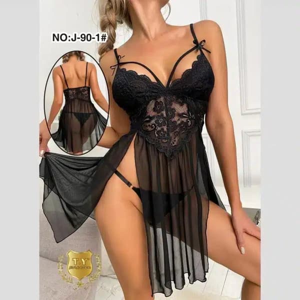 Elegant Lingeri Kjole - Midnight Elegance