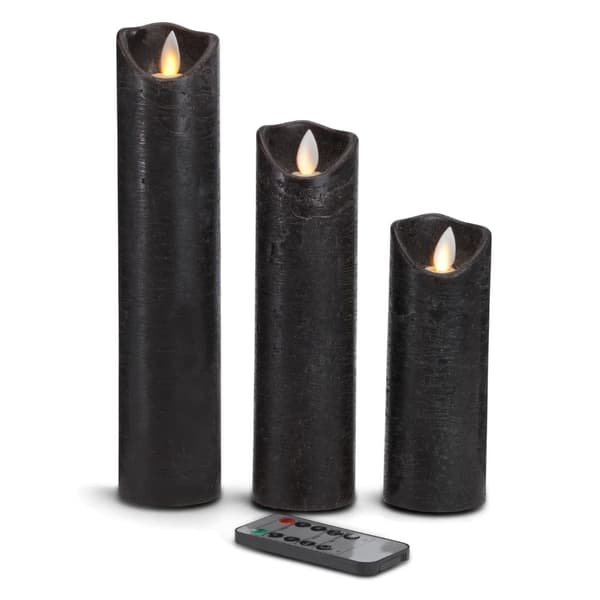 LED Candles - 3 pcs. - 15/20/25 cm - with 3D flame - (multiple colors)