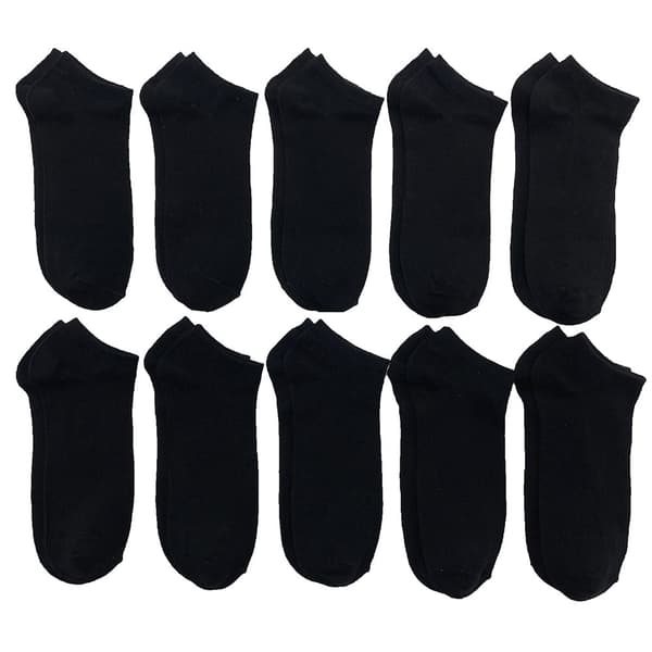 Bamboo Ankle Socks 10 Pairs (Black)