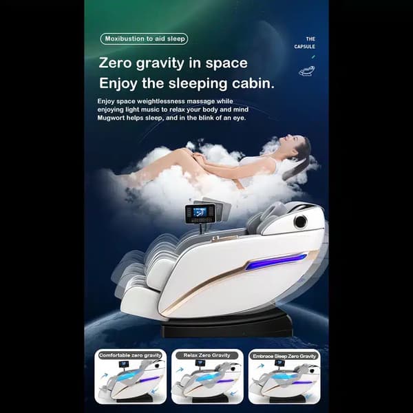 Massagestol 4D Pro+ Hvid med Varmeterapi og Stemmekontrol - Model M9 Hvid