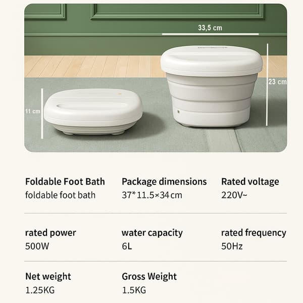 Foldable Foot Spa - Powerful Heat and Deep Massage