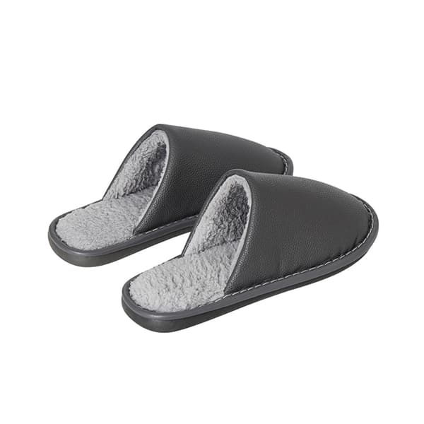 PU Leather Slippers - Stylish, Durable & Comfortable (Brown & Grey)