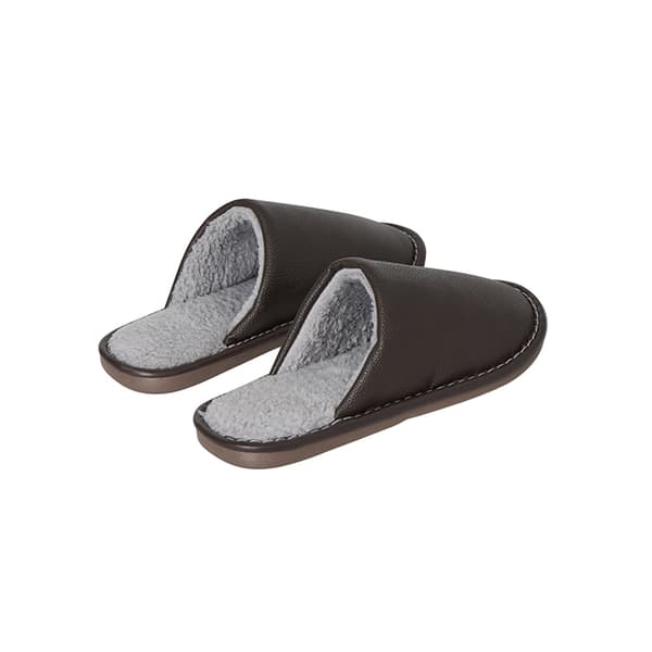 PU Leather Slippers - Stylish, Durable & Comfortable (Black & Grey)