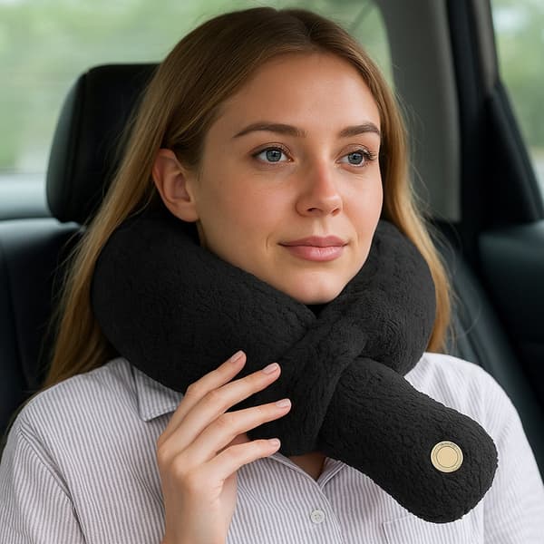 Neck pillow with built-in massage memory foam two speeds