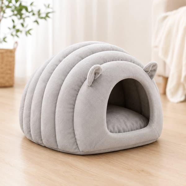 Soft cave bed for cats and small dogs