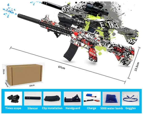 Gel Blaster-Gevær – inkl. gelékuler – rekkevidde på 18+ meter