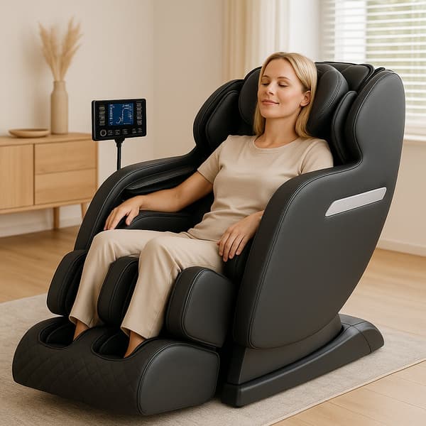Lyxig 4D-massagestol med SL-teknik, lufttrycksmassage, värmeterapi och stor pekskärm