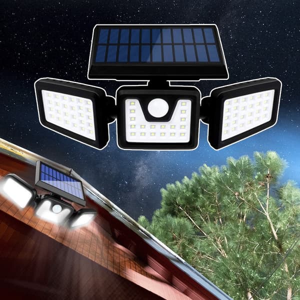 LED-Lampe med 3 kraftige spotlys (74 led) & bevegelsessensor