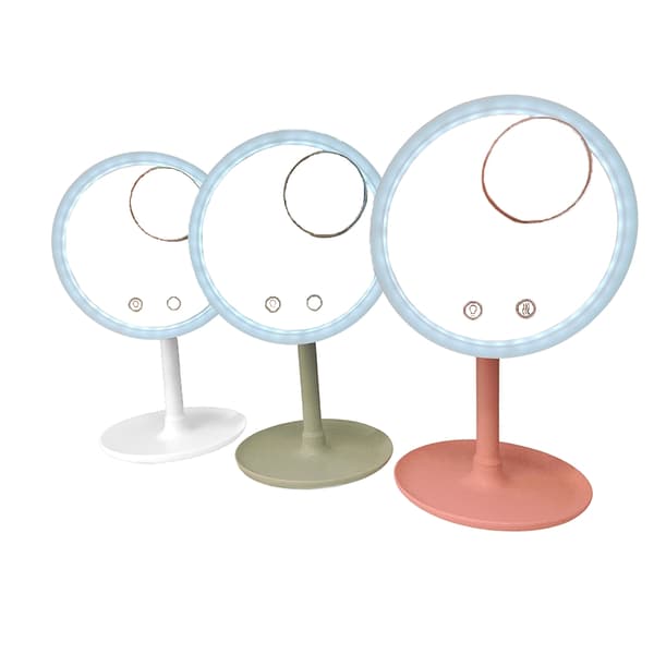 Sminkespeil med LED-lys og vifte