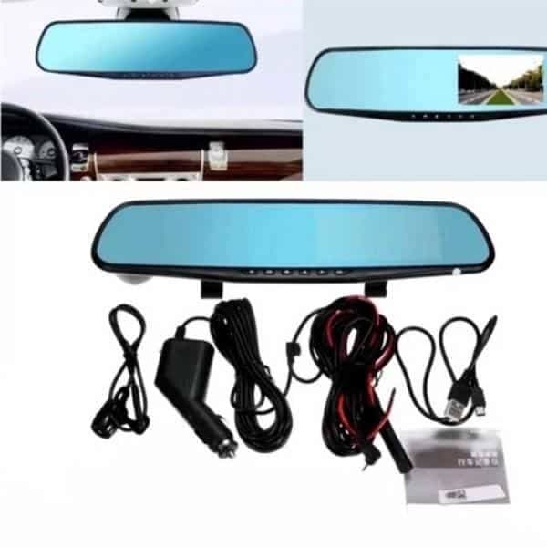 Dashcam rearview mirror with front/rear camera (Full HD and Nightvision)