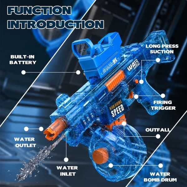 Electric Water Gun UMP 45 Spitfire Model Blue or Gray with LED Light