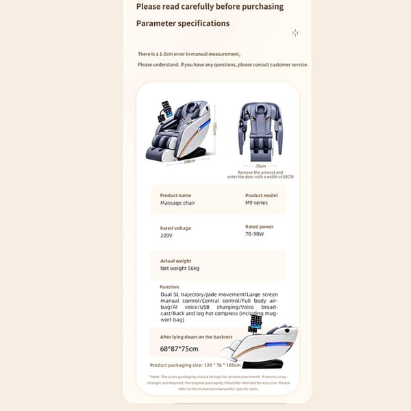 Massagestol 4D Pro+ Svart med Värmeterapi och Röststyrning – Modell M9
