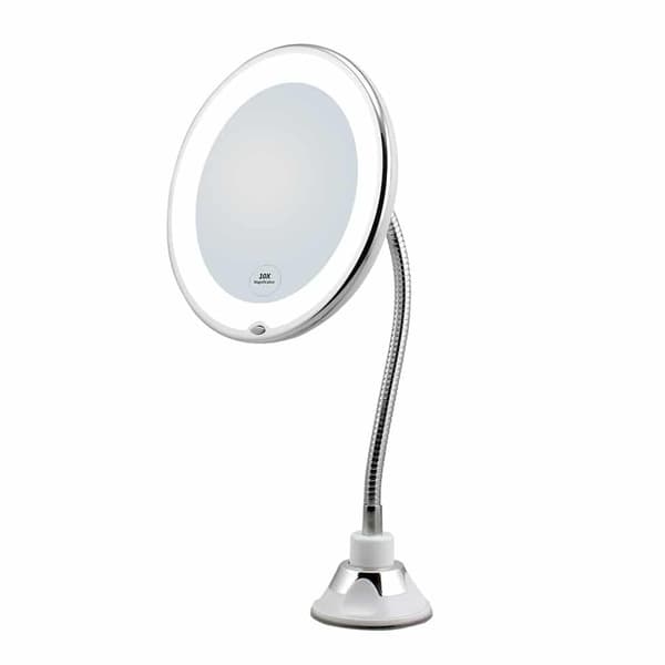 Sminkspegel LED 10 x förstoring med sugpropp och flexibel arm