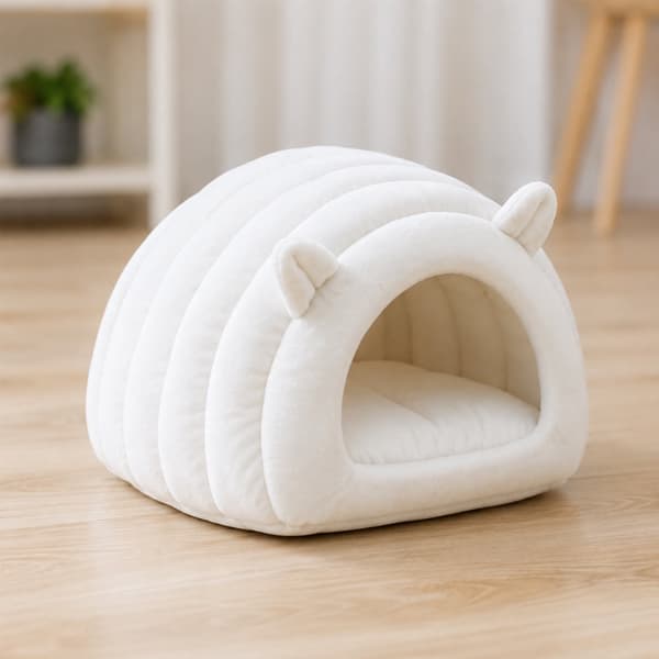 Soft cave bed for cats and small dogs