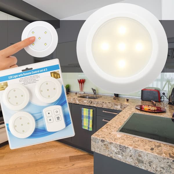 LED spotlight with remote control - 3 pcs.