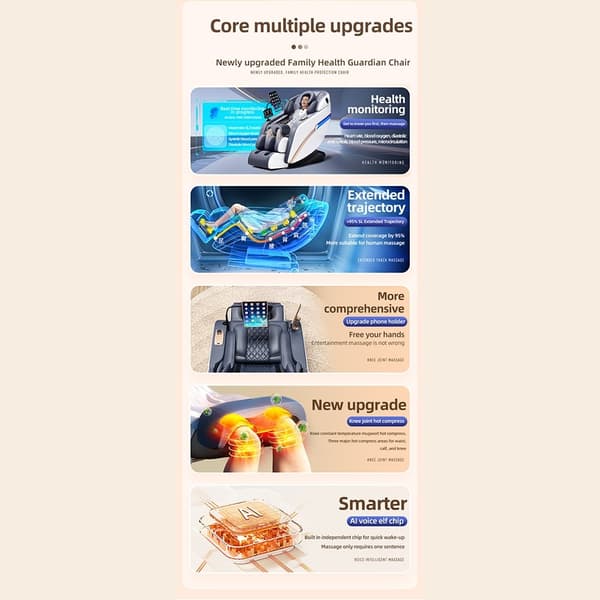 Massagestol 4D Pro+ Vit med Värmeterapi och Röststyrning – Modell M9 Vit