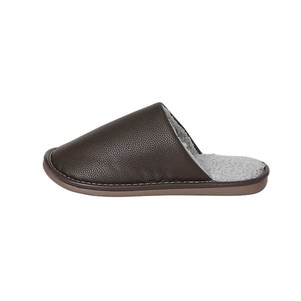 PU Leather Slippers - Stylish, Durable & Comfortable (Brown & Grey)