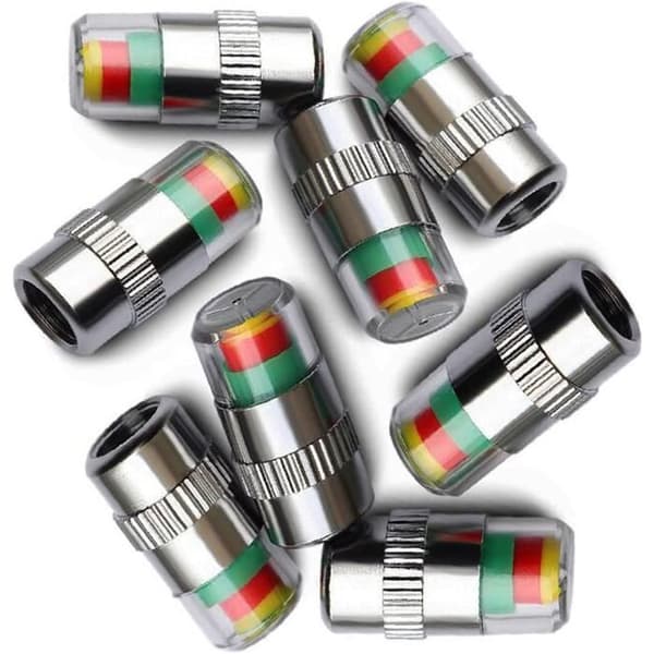 Ventilpluggar - KCVV - 8-pack - Tryckindikator - Kromad metall - 1 cm x 2,5 cm
