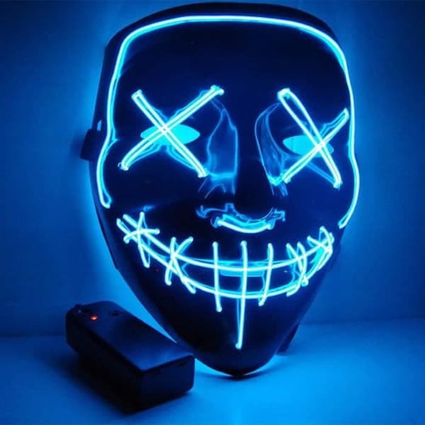 LED-lysende Purge-maske til Halloween - Blå