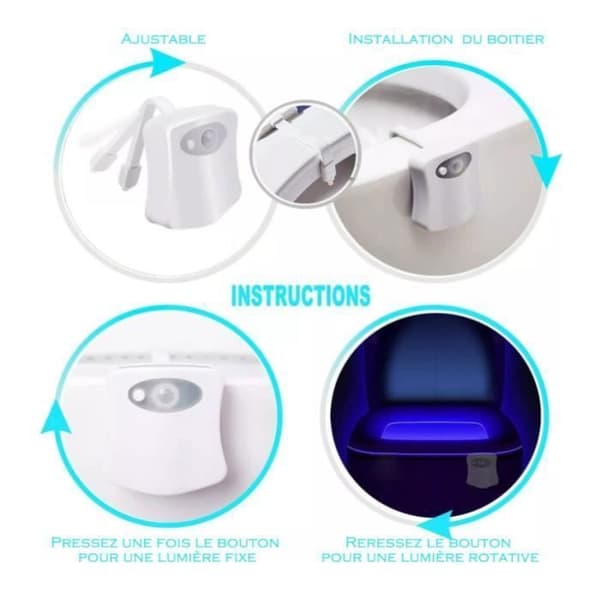 LED-belysning - ANNORLUNDA - WC-belysning - Rörelsesensor - 8 färger - Modernt design