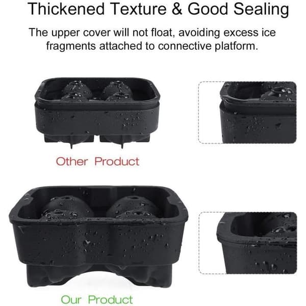Ice Cube Mould - AN - 3D Skull - Silikon - Svart - Lock ingår