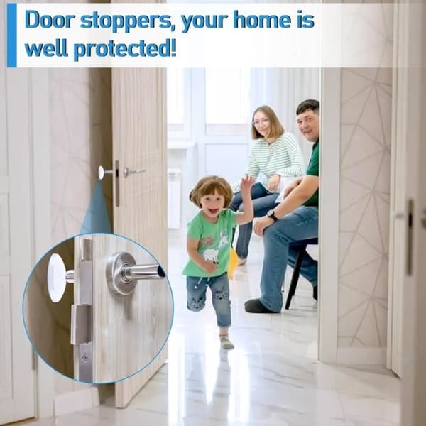 Dörrstopp - 40 x 8 mm - Förpackning med 10 - Vit vägg - Elastisk