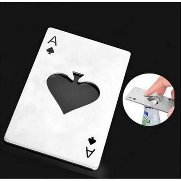 Øl-Åbner - Vin - Poker A - Rustfrit Stål - 8.5cm x 5.5cm - 1 stk.
