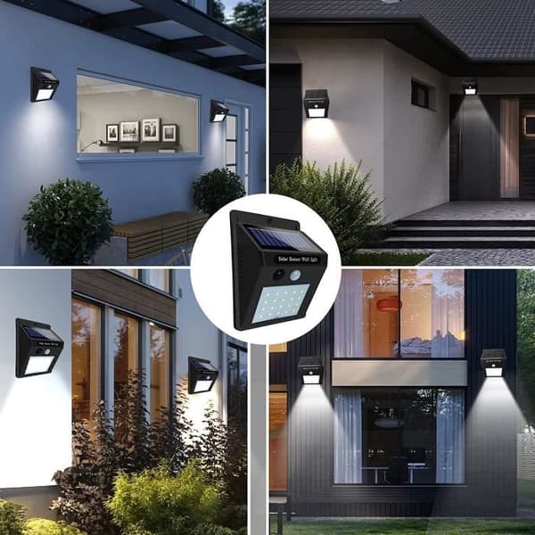 Solcellelampe - 4 stk 30 LED - Bevægelsessensor - IP65 vandtæt