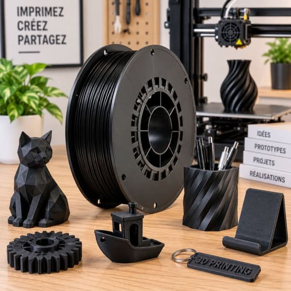Filament PLA Sort 1,75 mm 1 kg – 3D-printer FDM / FFF