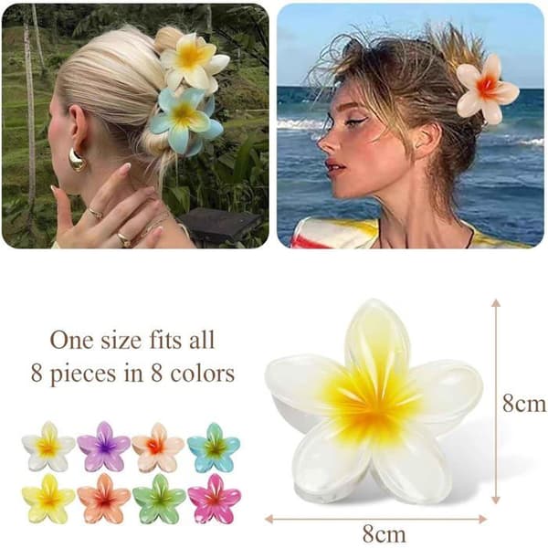 Hårnåle - Sæt af 8 - Blomsterdesign - Antiskrid - Multifarvet