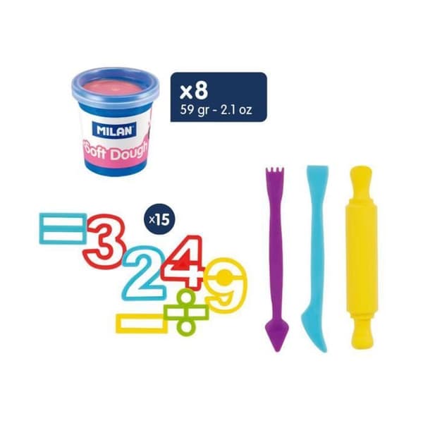Matematik sæt med modellervoks 8 bøtter med tilbehør