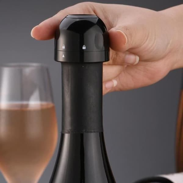 Champagneflaskeprop - Silikoneprop - Glitrende sort - 1 stk - Genanvendelig
