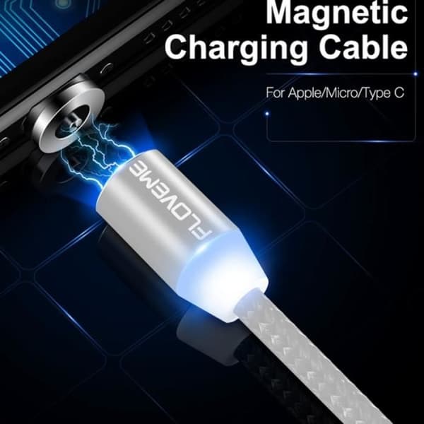 Reservehoved (Micro-USB) - WEWOO - IP8F5092 - Magnetisk nylonkabel - 1 m - Sort