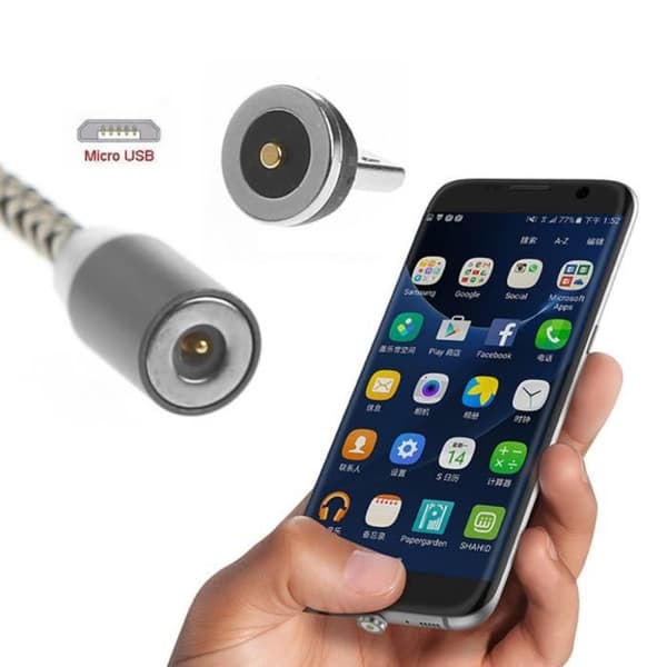 2A Magnetisk Typ C & Micro USB Laddare Strömadapter för Android bv840