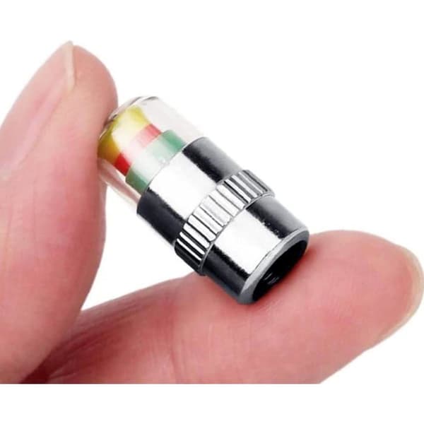 Ventilindikatorpropper - Sæt af 4 - Trikolore (grøn/gul/rød) - Rustfrit stål - 2,2x1 cm