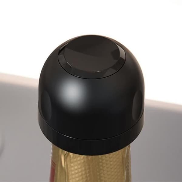 Champagneflaskeprop - Silikoneprop - Glitrende sort - 1 stk - Genanvendelig