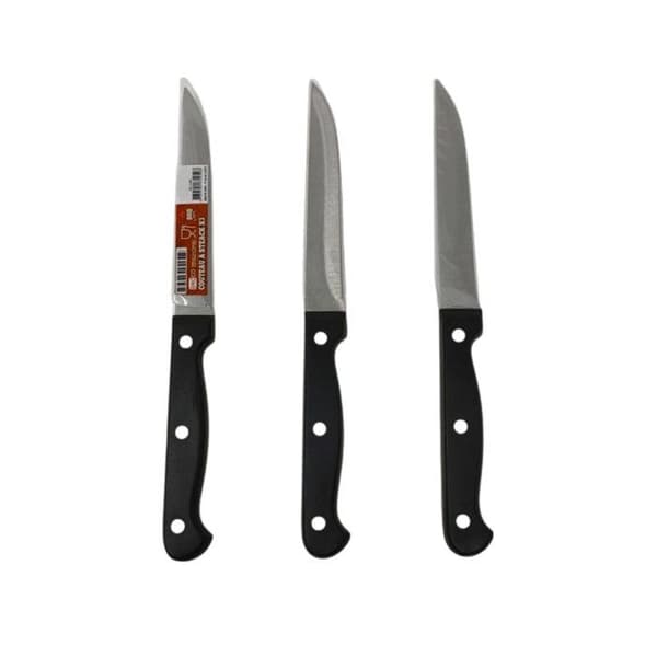 Steakknive - SIROCO - Sæt af 3 - Rustfrit stål - Glat klinge 11 cm - Ergonomisk
