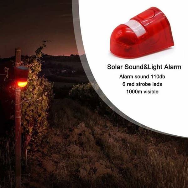 Solarlarm bevægelsessensor - LARGEIGHT - Model Largeight - 110 dB - Lyd- og lys sirene - Solenergi
