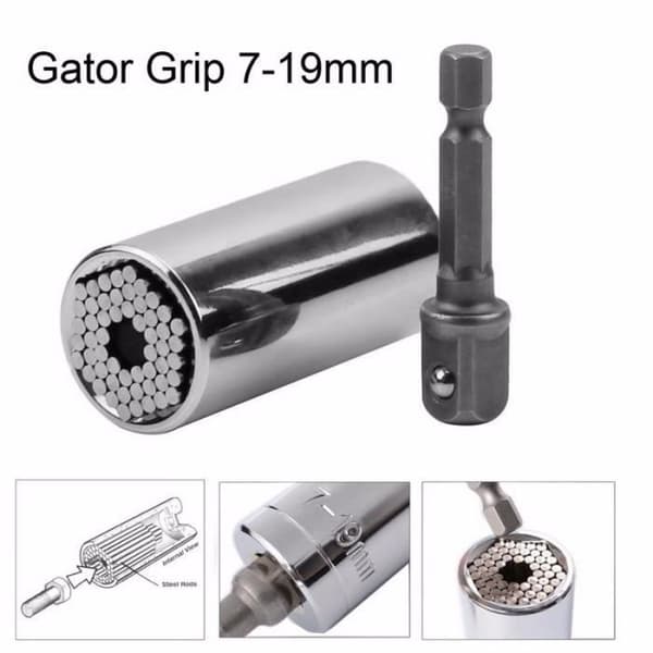 1 Sæt 2 Styk Gator Grip Universal Socket Wrench Lille multifunktionel med boreadapter til reparationsværktøjer