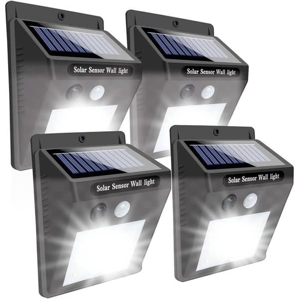 Solcellelampe - 4 stk 30 LED - Bevægelsessensor - IP65 vandtæt